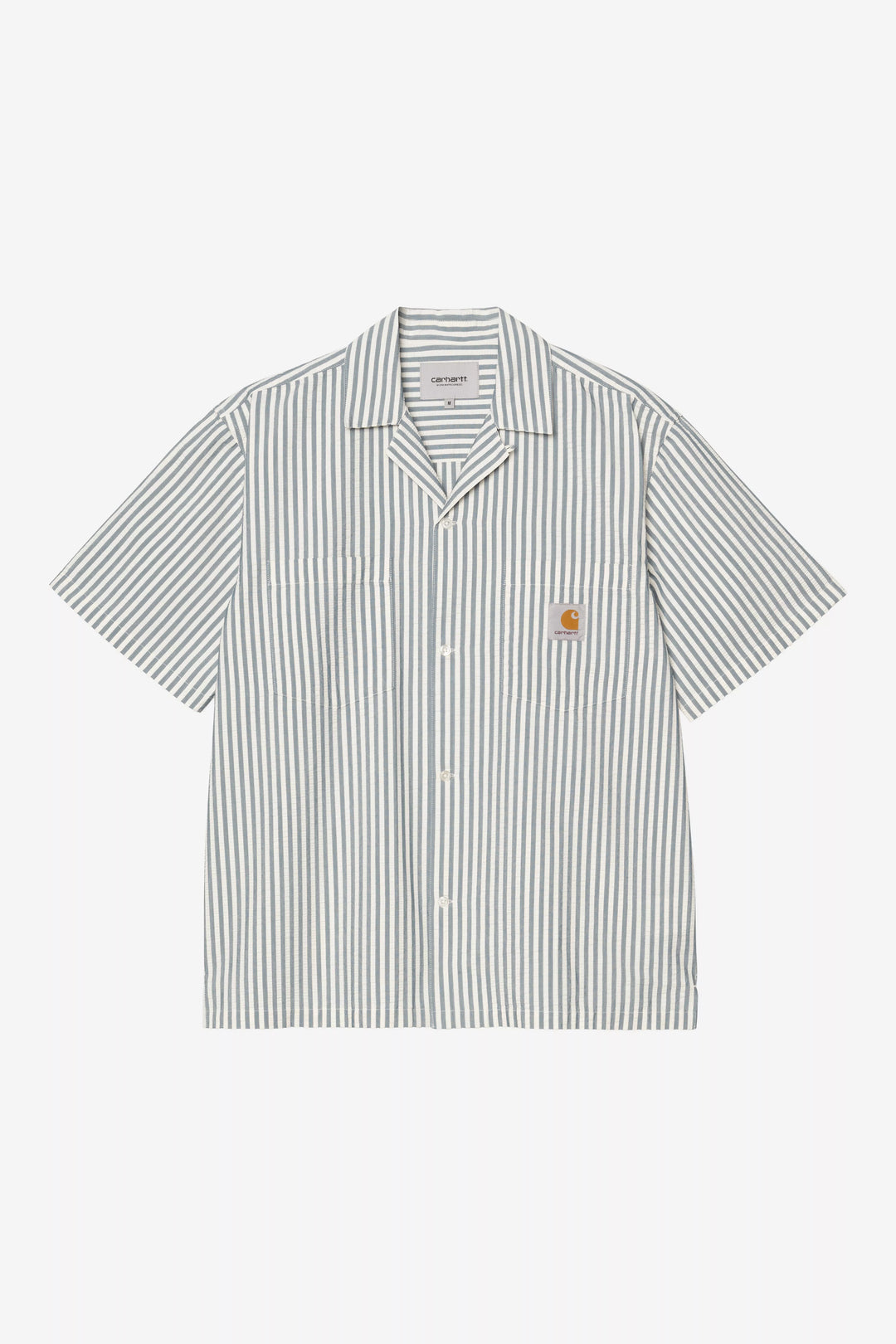 S/S Leavel Shirt Leavel Stripe, Blue River / Wax - The Road 1380