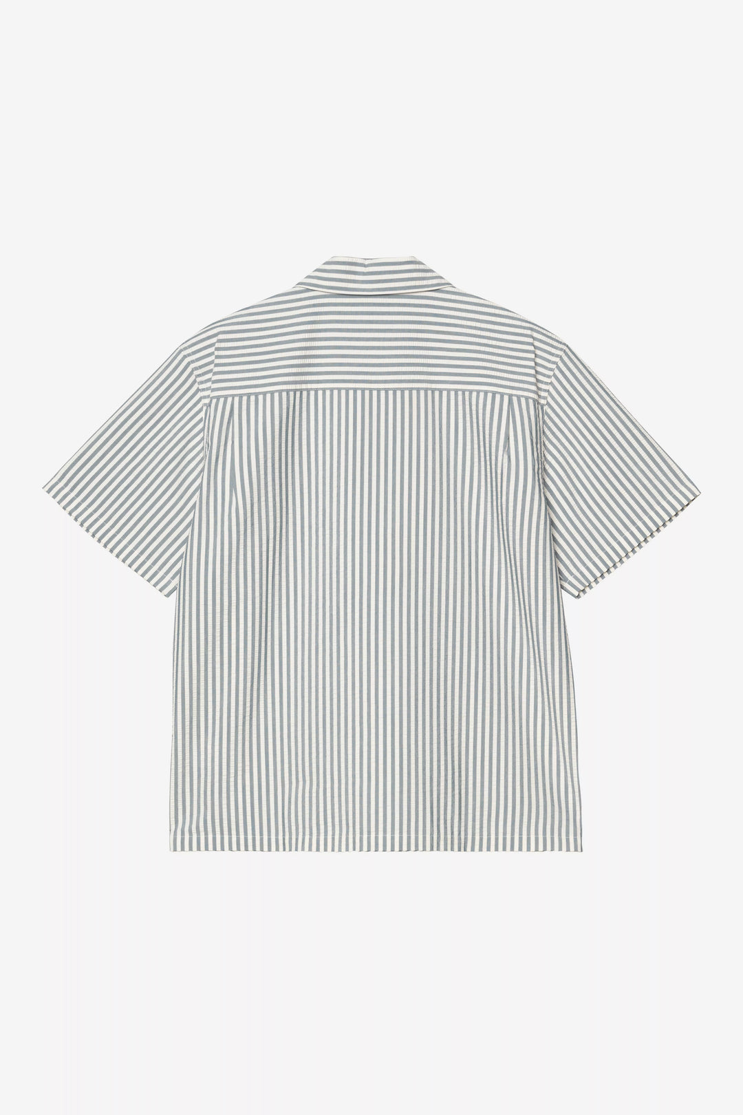 S/S Leavel Shirt Leavel Stripe, Blue River / Wax - The Road 1380