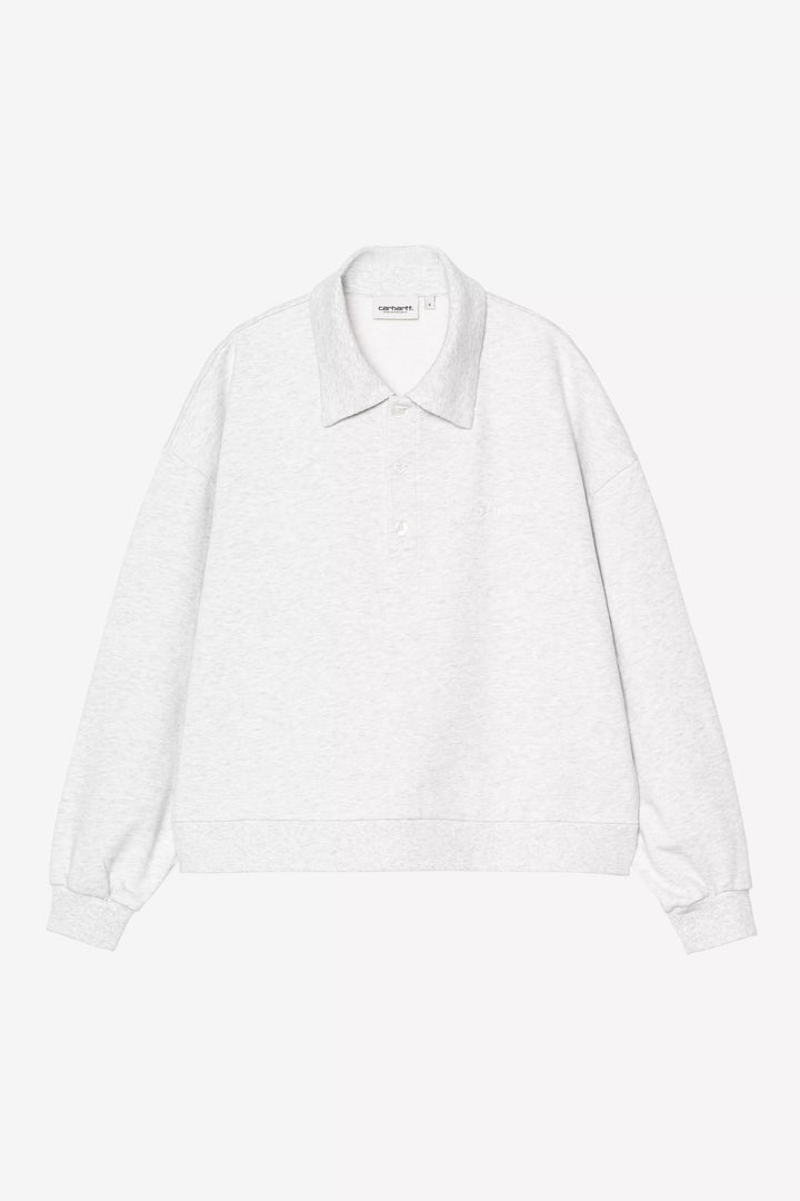 W' Brenta Polo Sweat Ash Heather / White, Heavy Stone Wash - The Road 1380