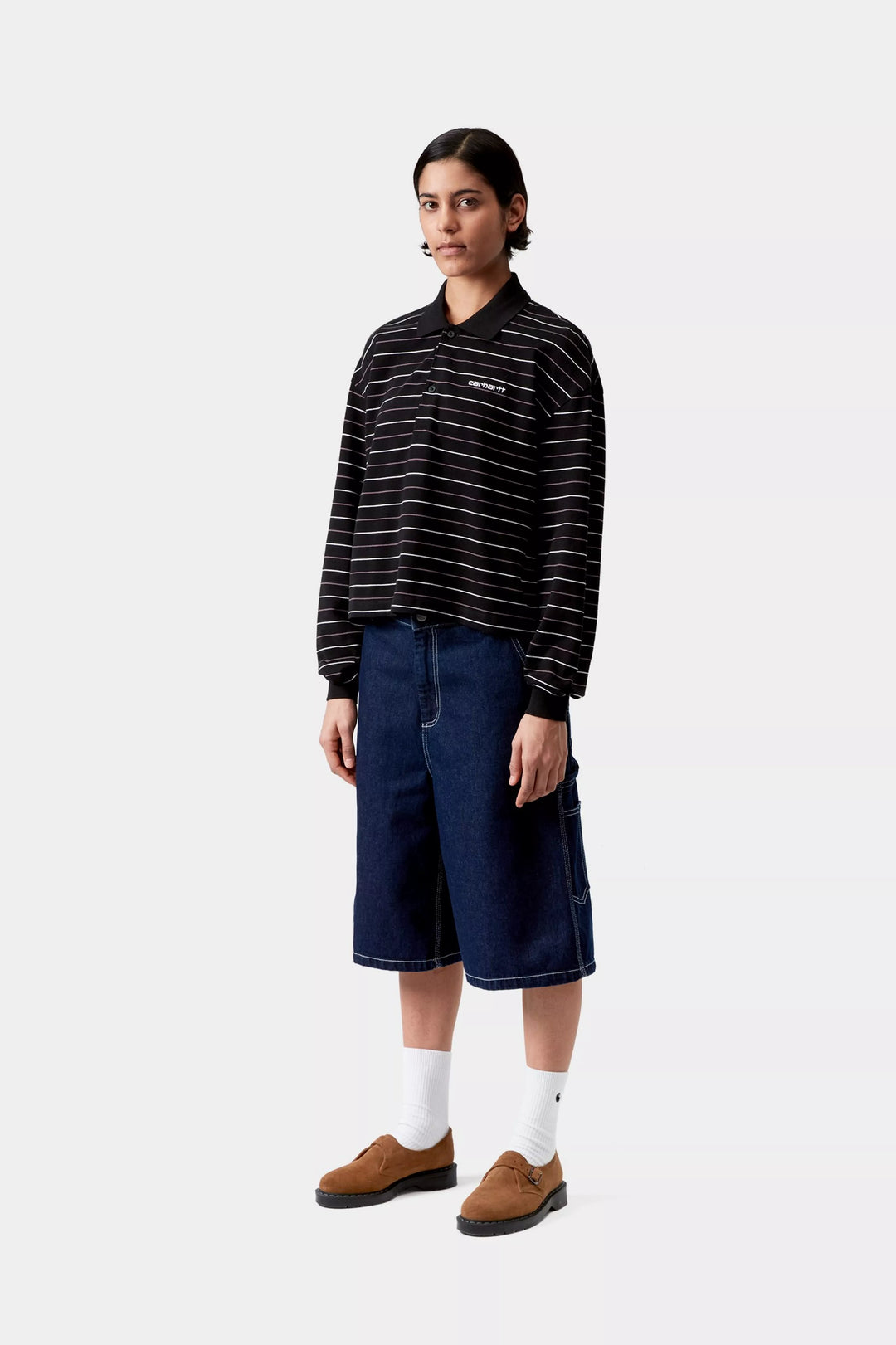W' L/S Mabel Polo Mabel Stripe, Black - The Road 1380