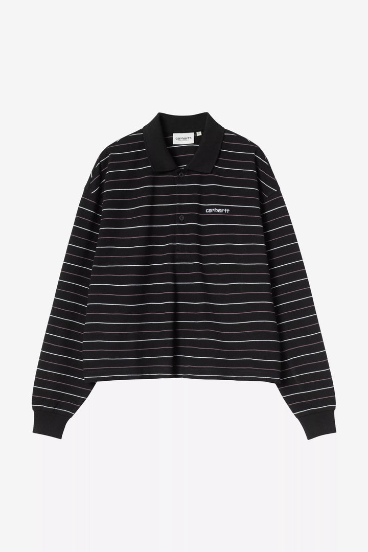 W' L/S Mabel Polo Mabel Stripe, Black - The Road 1380
