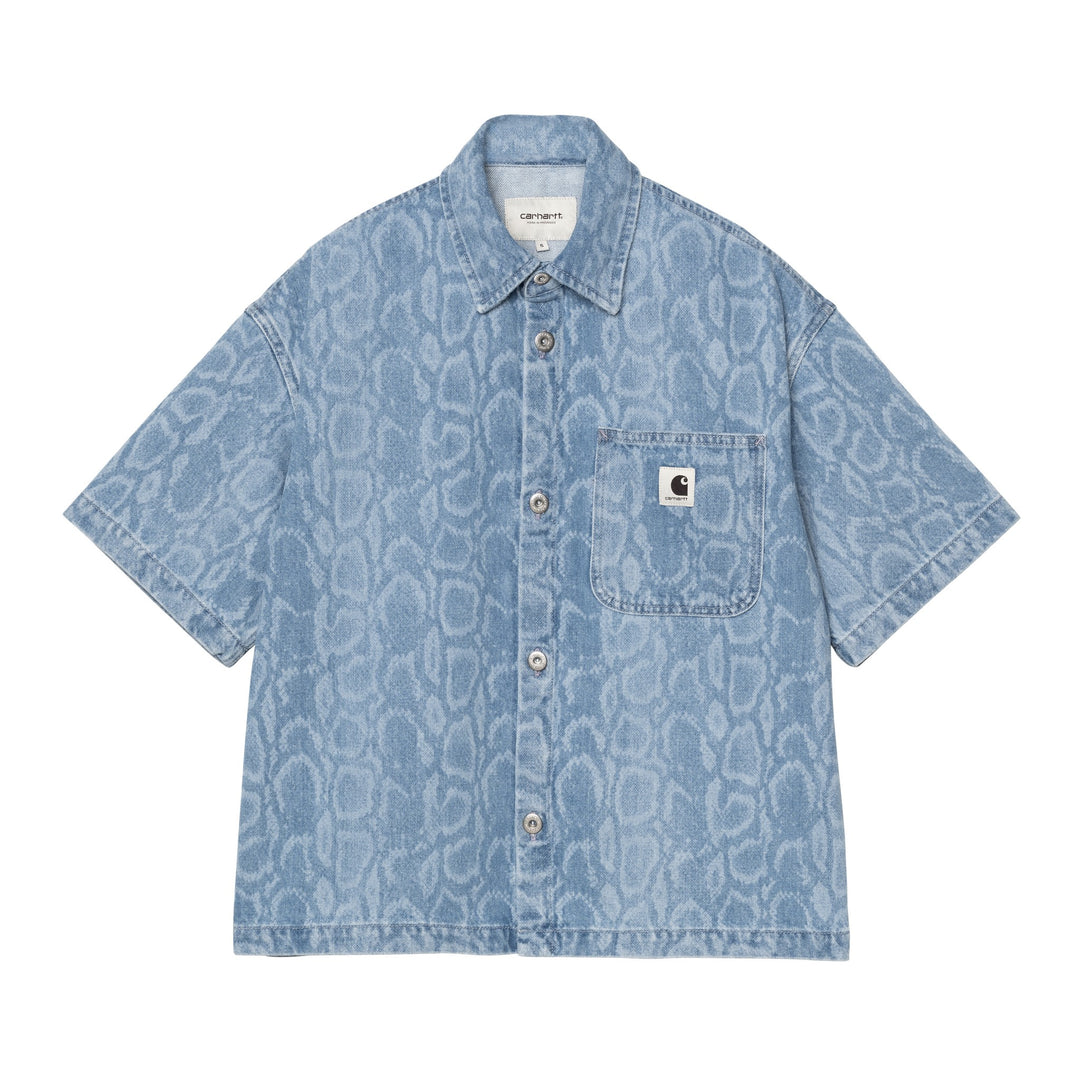 W' S/S Snake Lovilia Shirt Snake Camo, Blue / Bleached