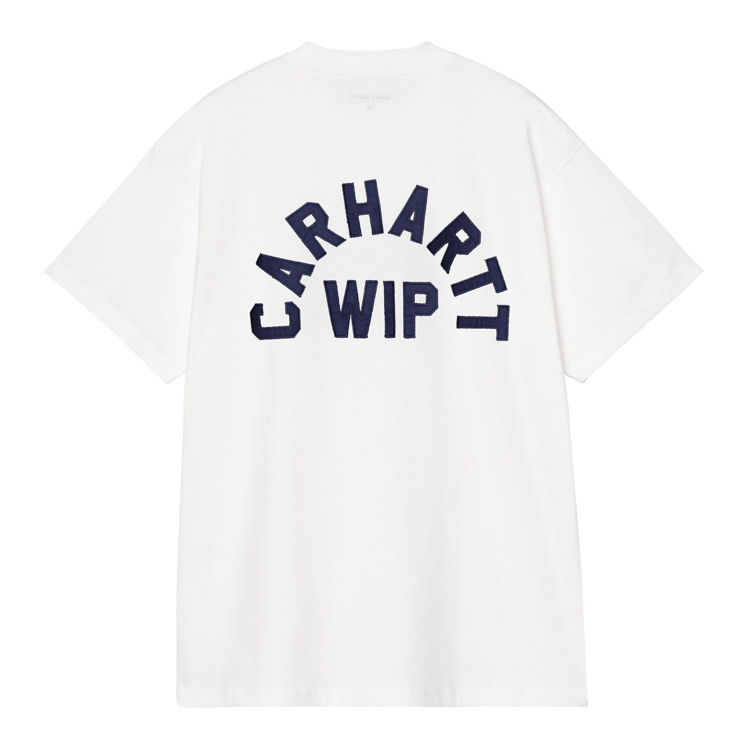 S/S Arch Script T-shirt White / Dark Navy