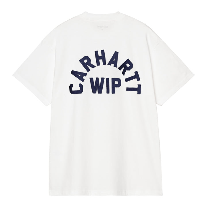 S/S Arch Script T-shirt White / Dark Navy