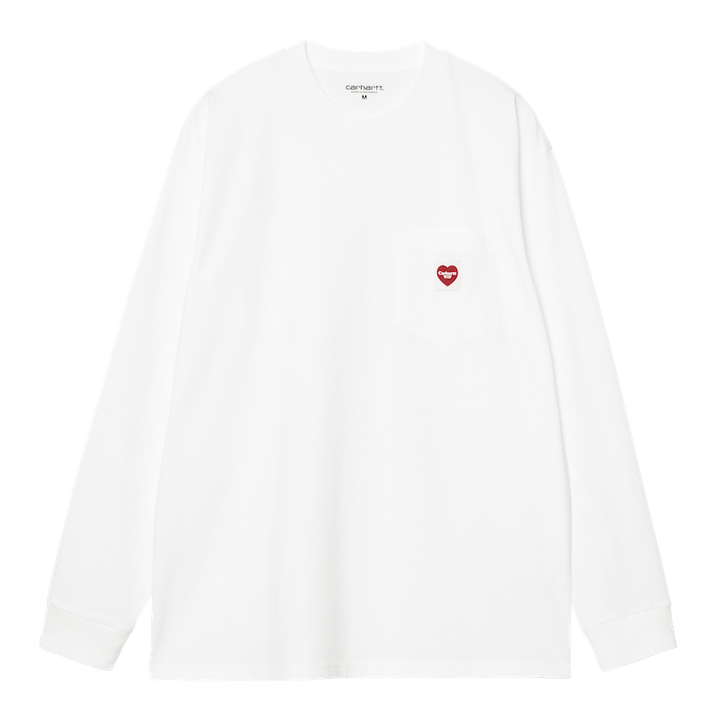 L/S Pocket Heart T-shirt White / Red / ---
