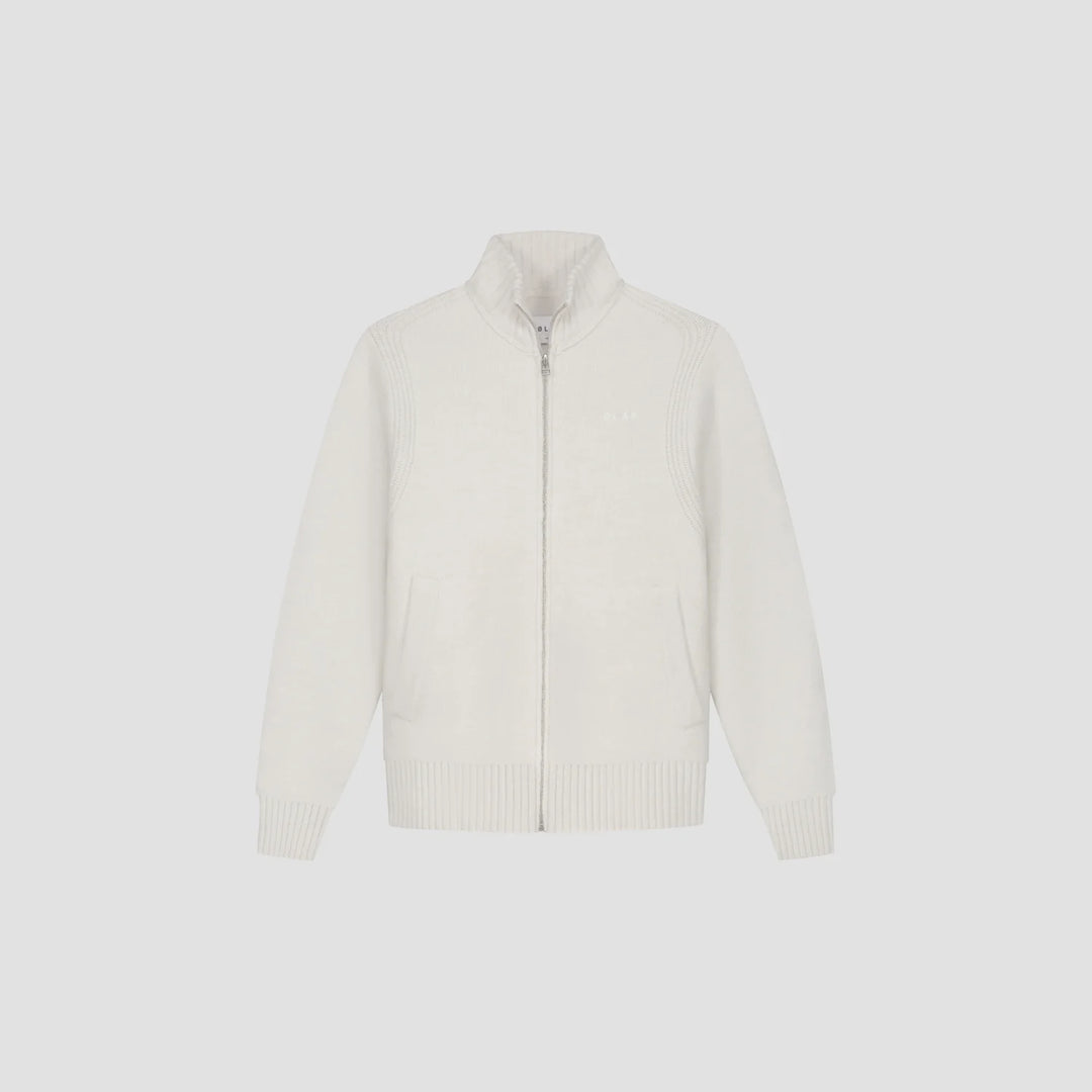 Zip Through Knitted Mock Neck Off-white