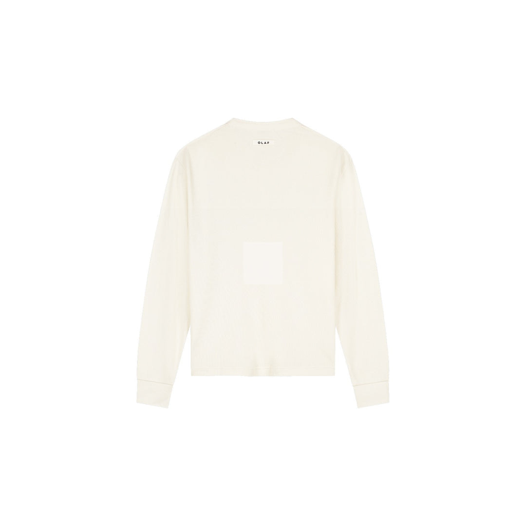 Waffle Henley Ls Tee Offwhite
