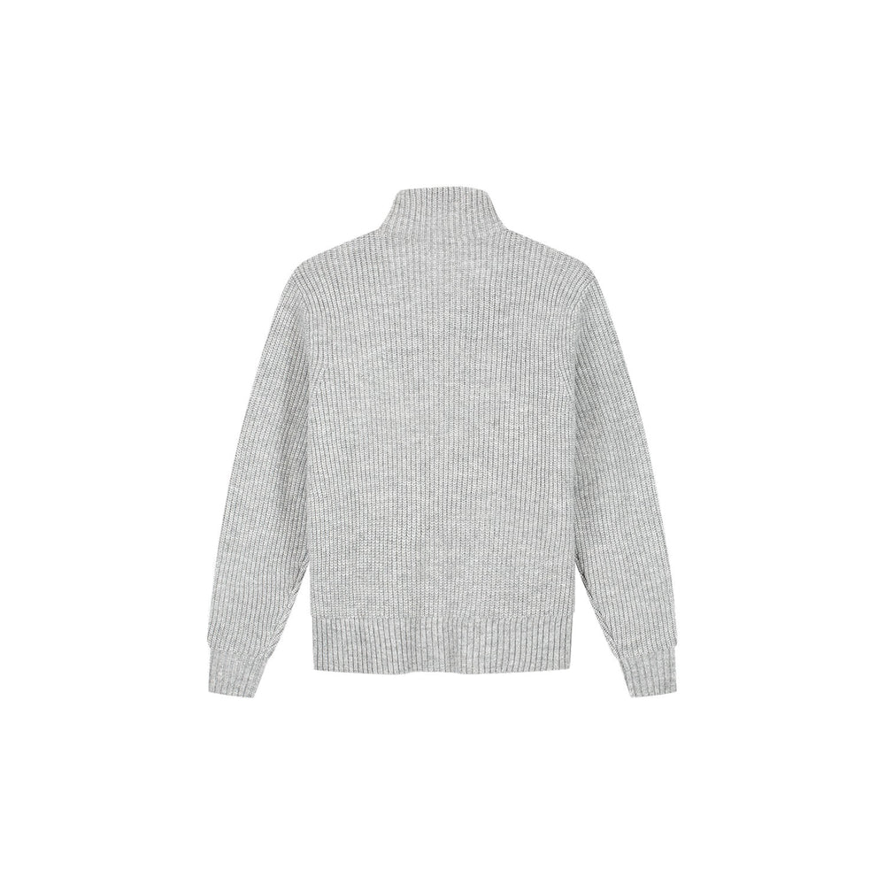 Signature Zip Knitted Mockneck Sharkskin