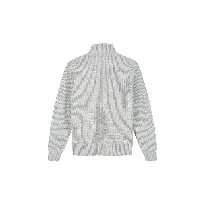 Signature Zip Knitted Mockneck Sharkskin