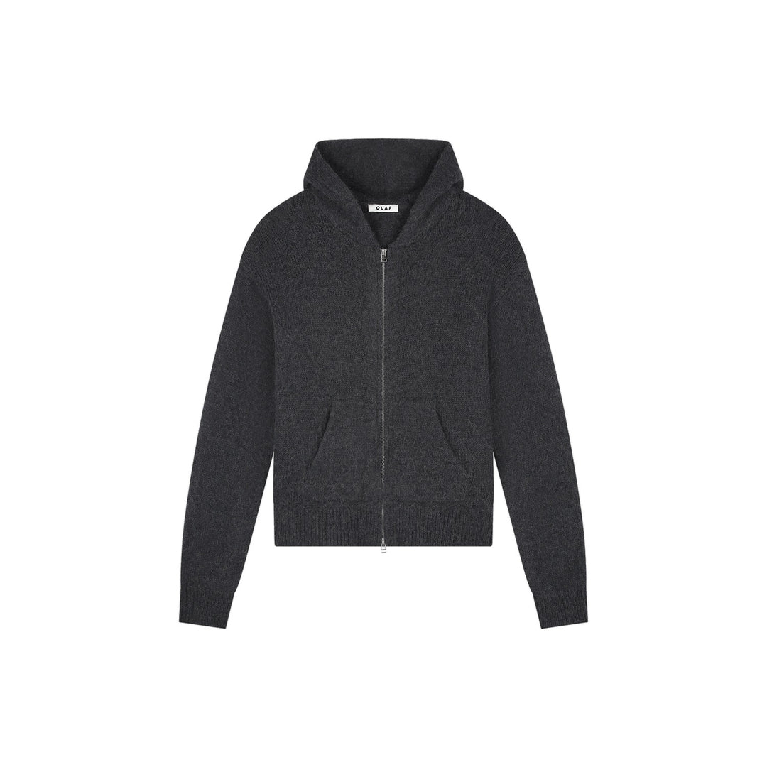 Zip Knitted Hoodie Charcoal
