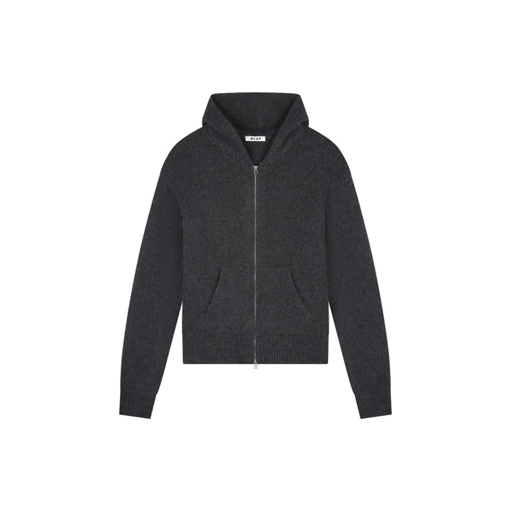 Zip Knitted Hoodie Charcoal