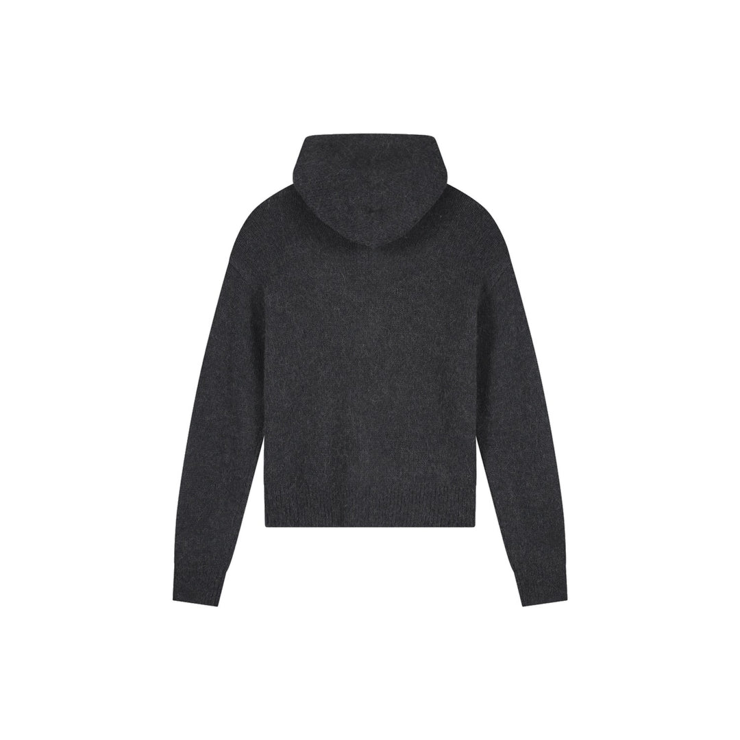 Zip Knitted Hoodie Charcoal