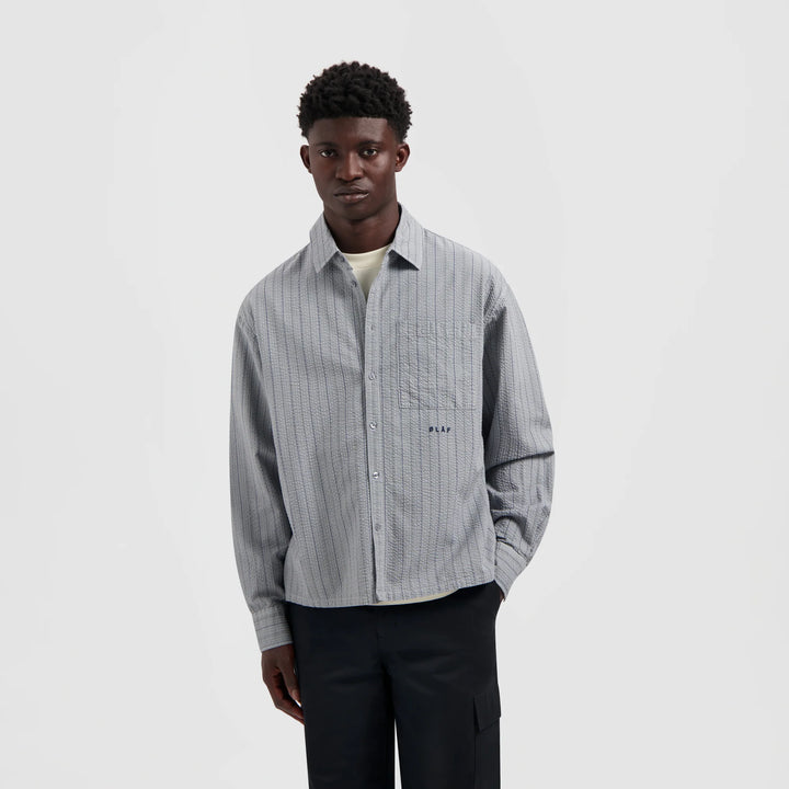 Striped Boxy Shirt Navy