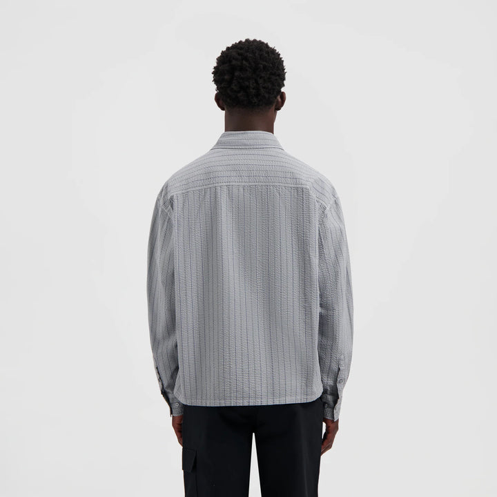 Striped Boxy Shirt Navy