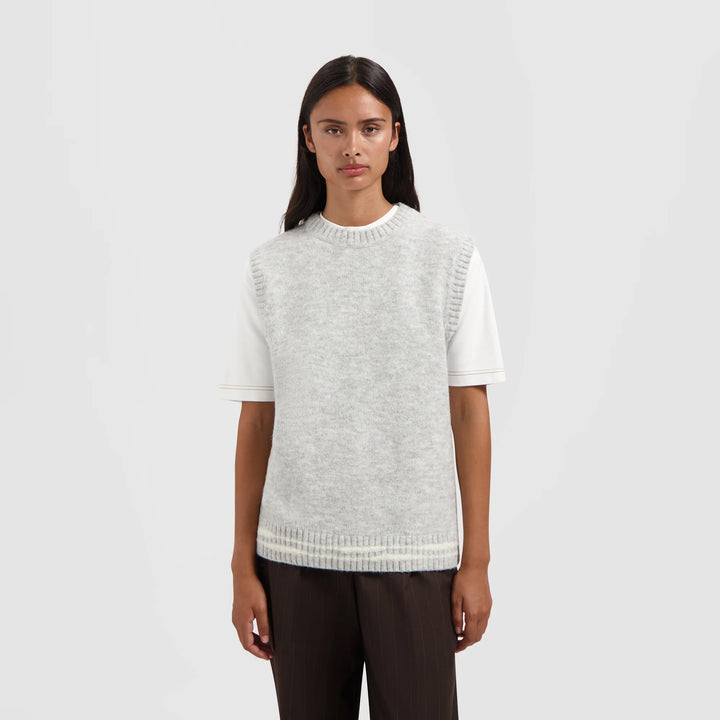 Crafted Detail Knit Vest Htr Grey