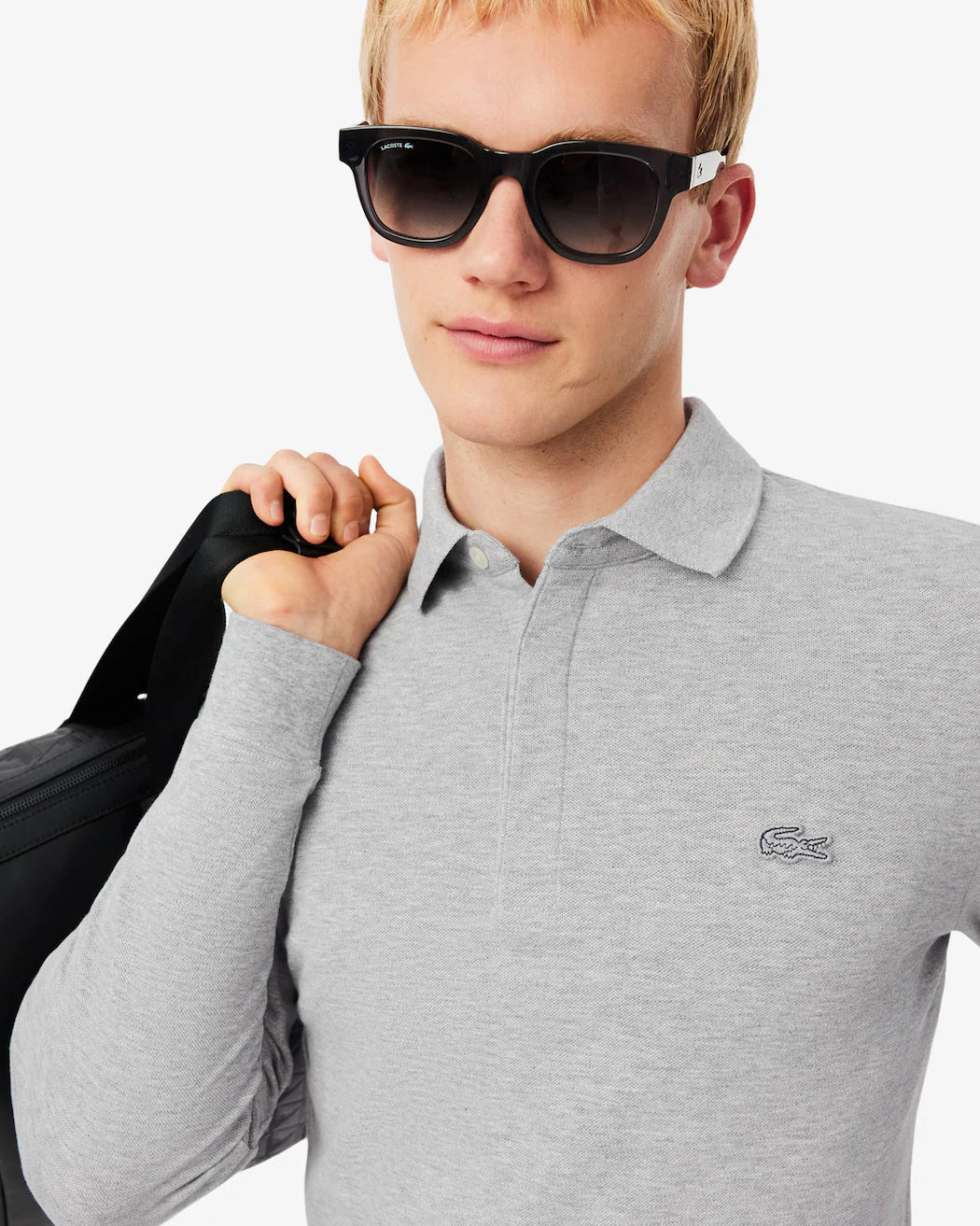 1hp4 Men's L/S Polo 01 Silver Chine