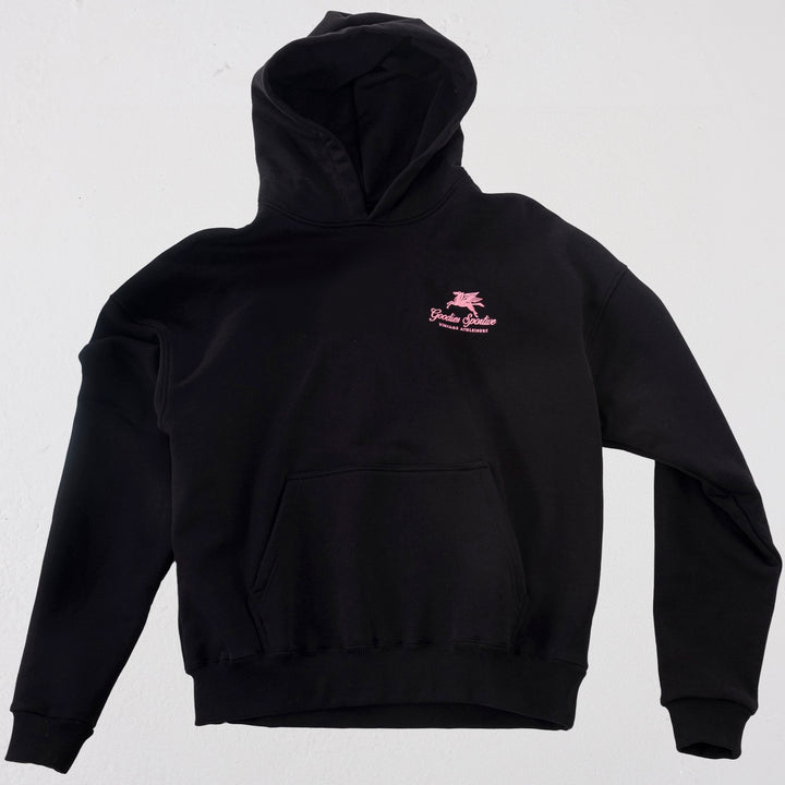 550gms Premium Boxy Hoodie Black Con Black/Pink