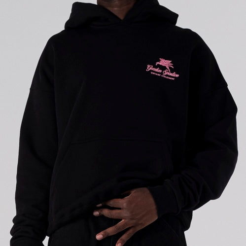 550gms Premium Boxy Hoodie Black Con Black/Pink