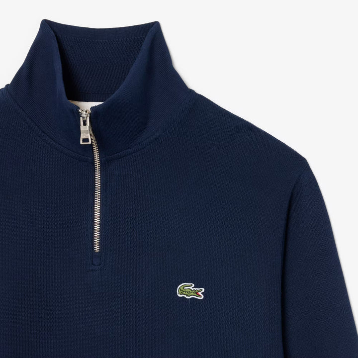 Sweatshirt Zippé Interlock Col Montant Navy Blue