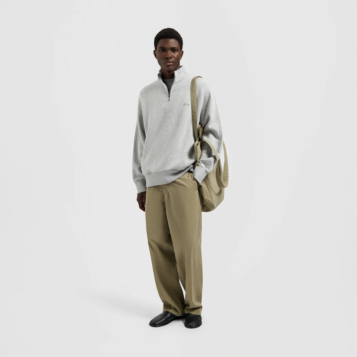Signature Zip Mock Heather Grey