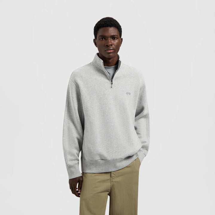 Signature Zip Mock Heather Grey