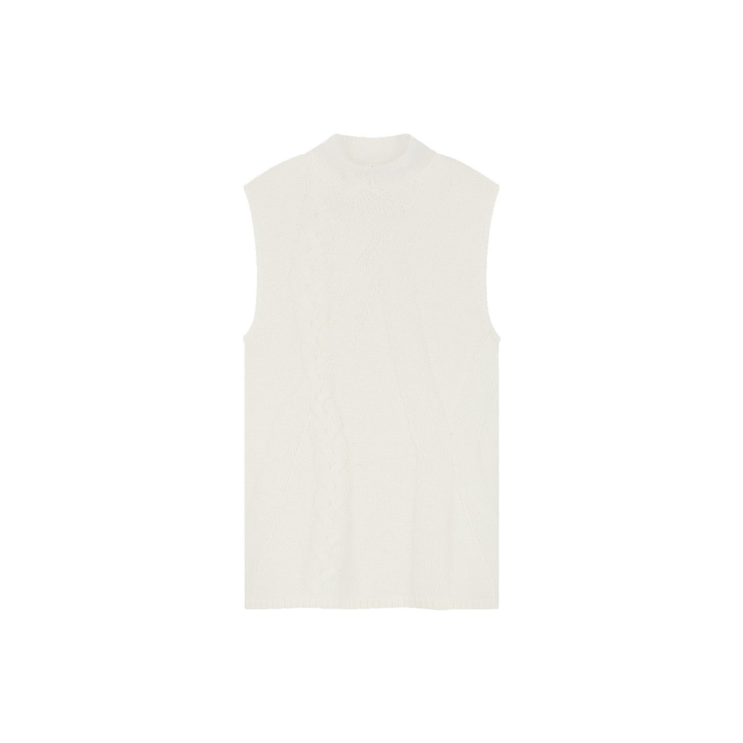 Cable Sleevless Knit Offwhite
