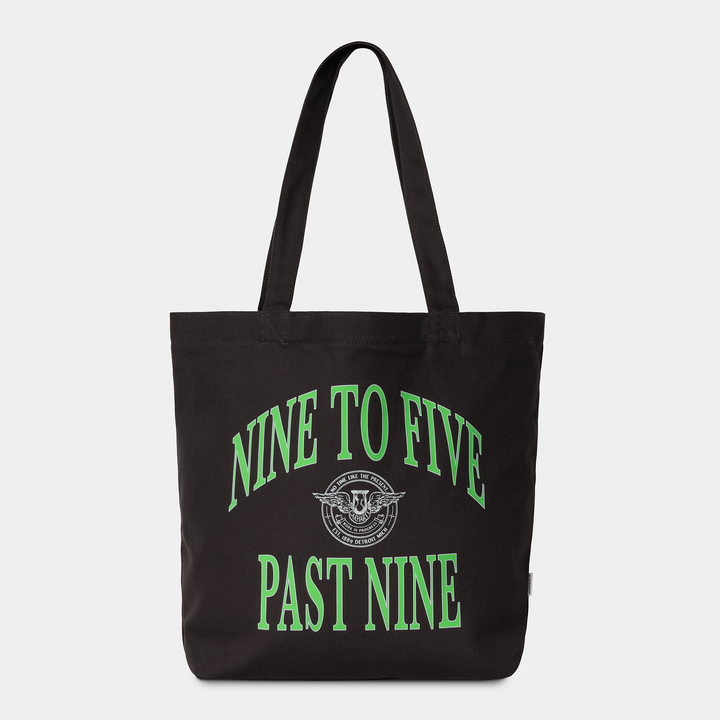 Canvas Graphic Tote Nine To Five Past Nine Print, Black