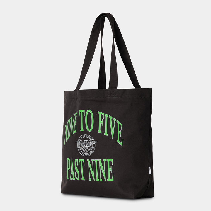 Canvas Graphic Tote Nine To Five Past Nine Print, Black