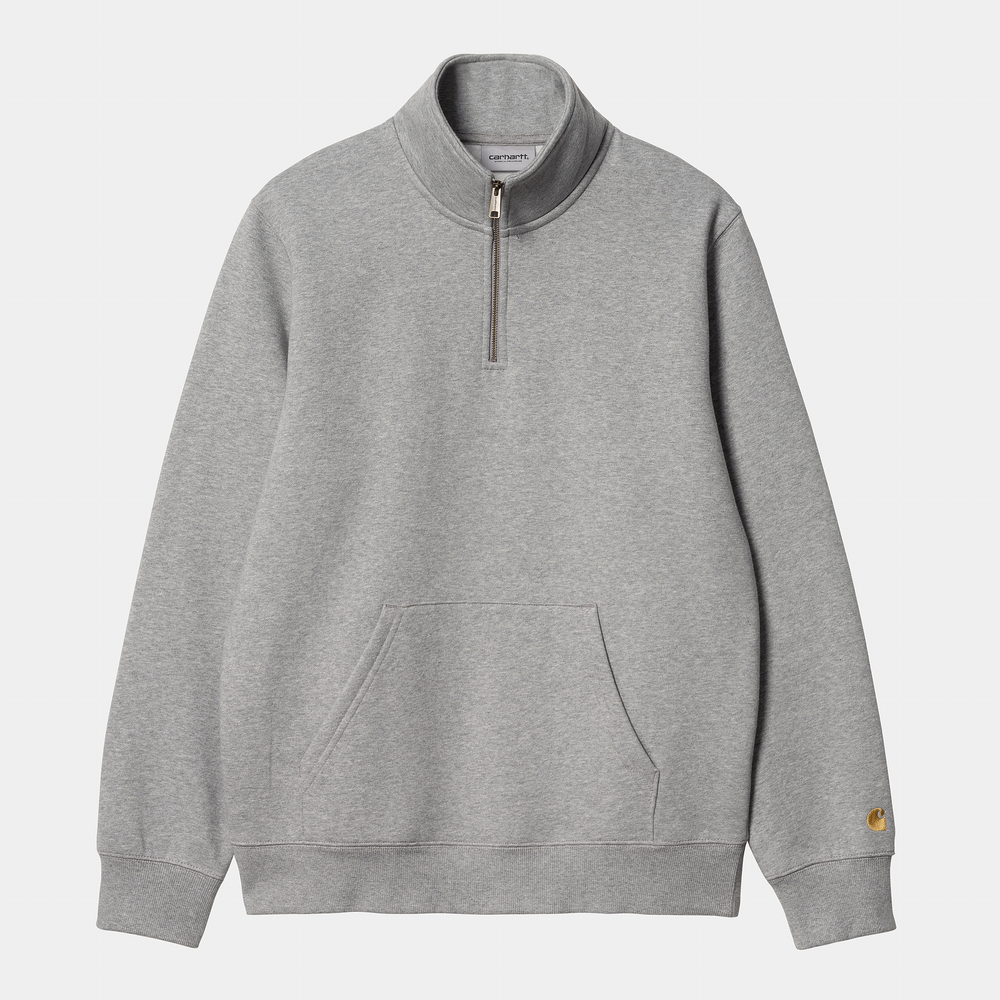 Chase Neck Zip Sweat Grey Heather / Gold - The Road 1380
