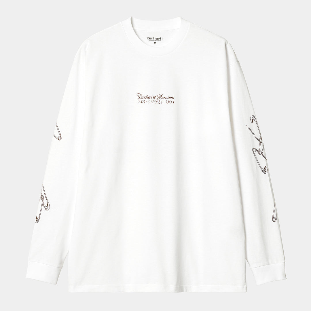 L/S Safety Pin T-shirt White / Bordeaux / ---