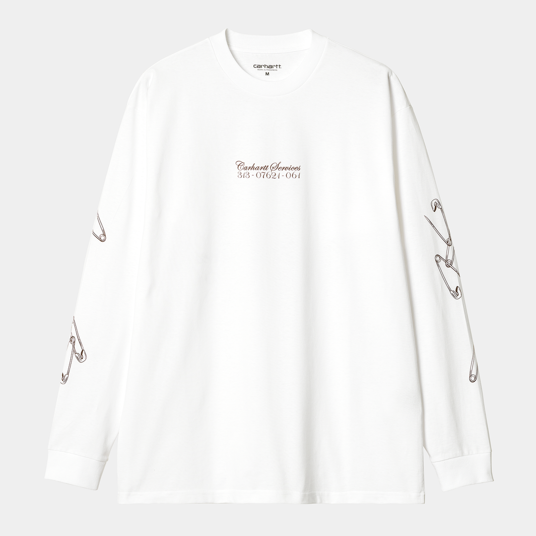 L/S Safety Pin T-shirt White / Bordeaux / ---