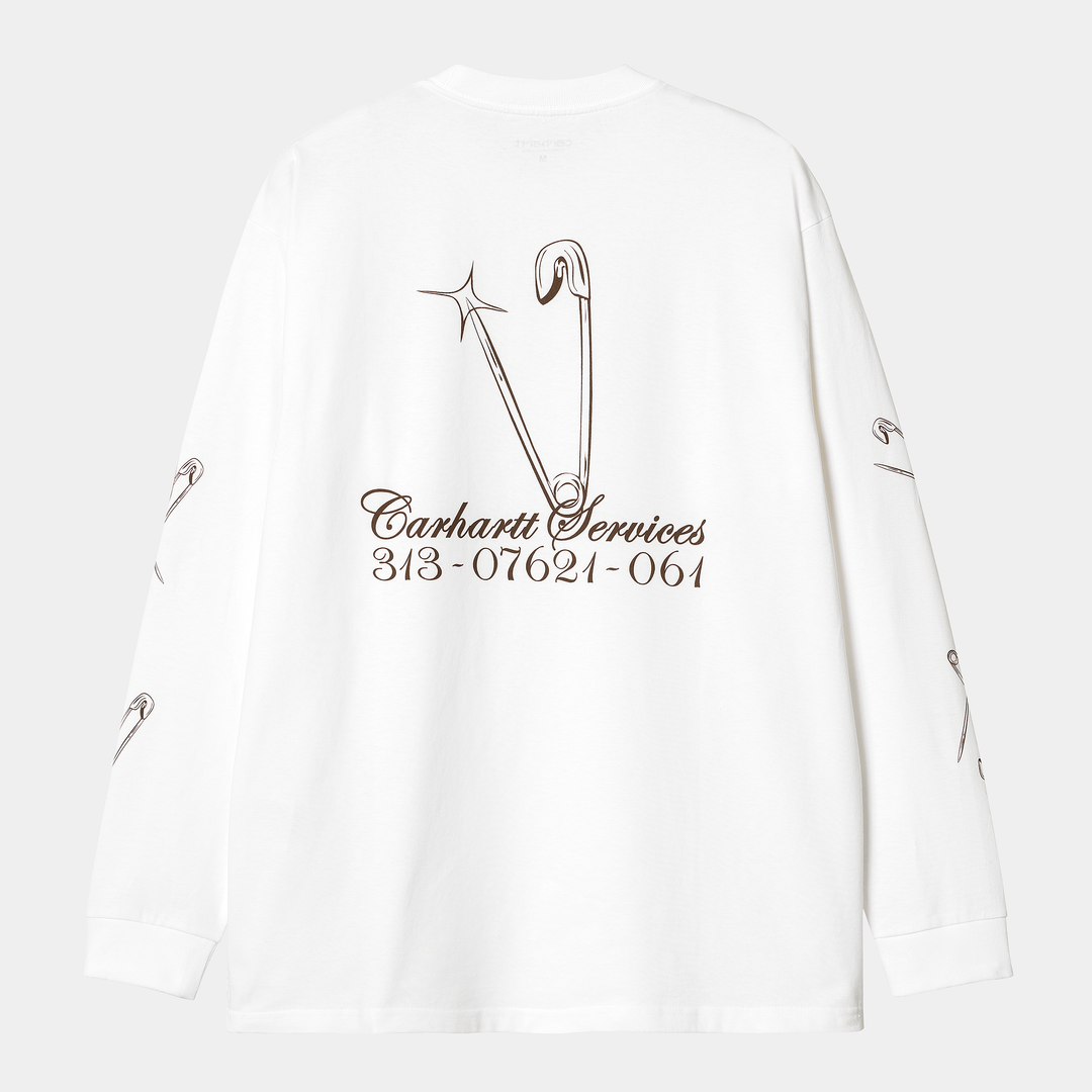 L/S Safety Pin T-shirt White / Bordeaux / ---