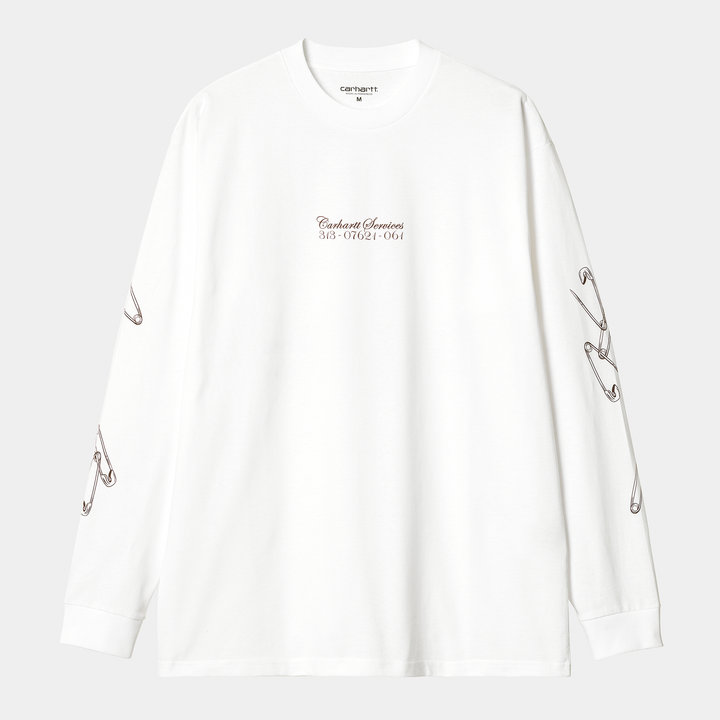 L/S Safety Pin T-shirt White / Bordeaux / ---