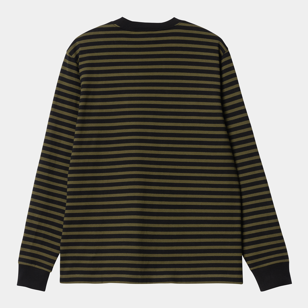 L/S Seidler Pocket T-shirt Seidler Stripe, Highland / Black