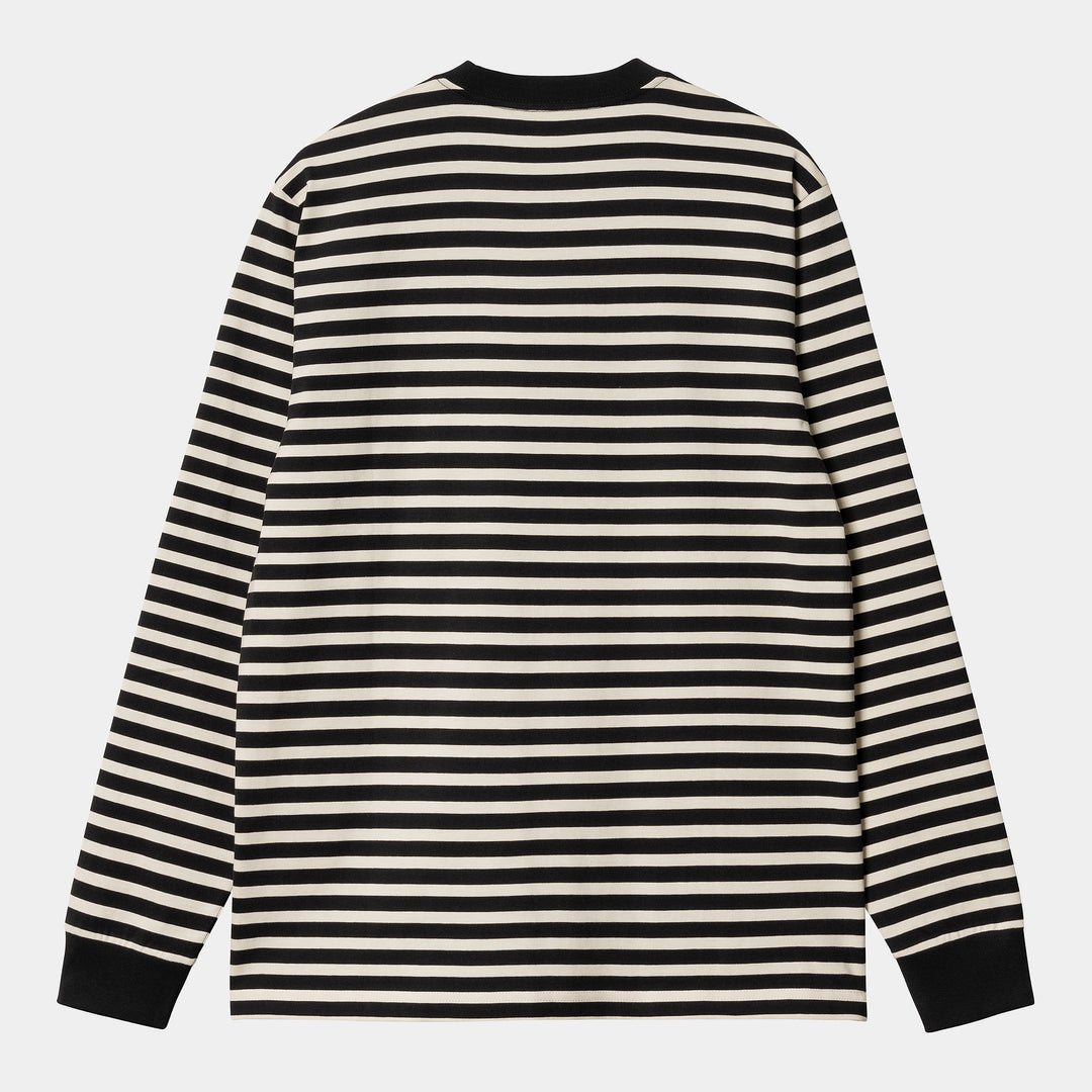 L/S Seidler Pocket T-shirt Seidler Stripe, Salt / Black