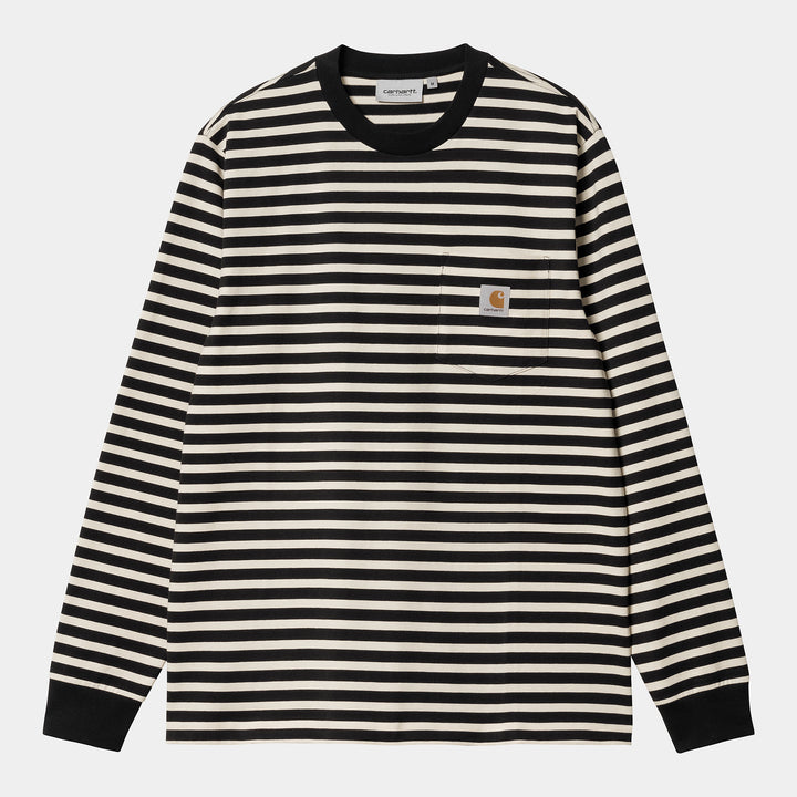 L/S Seidler Pocket T-shirt Seidler Stripe, Salt / Black