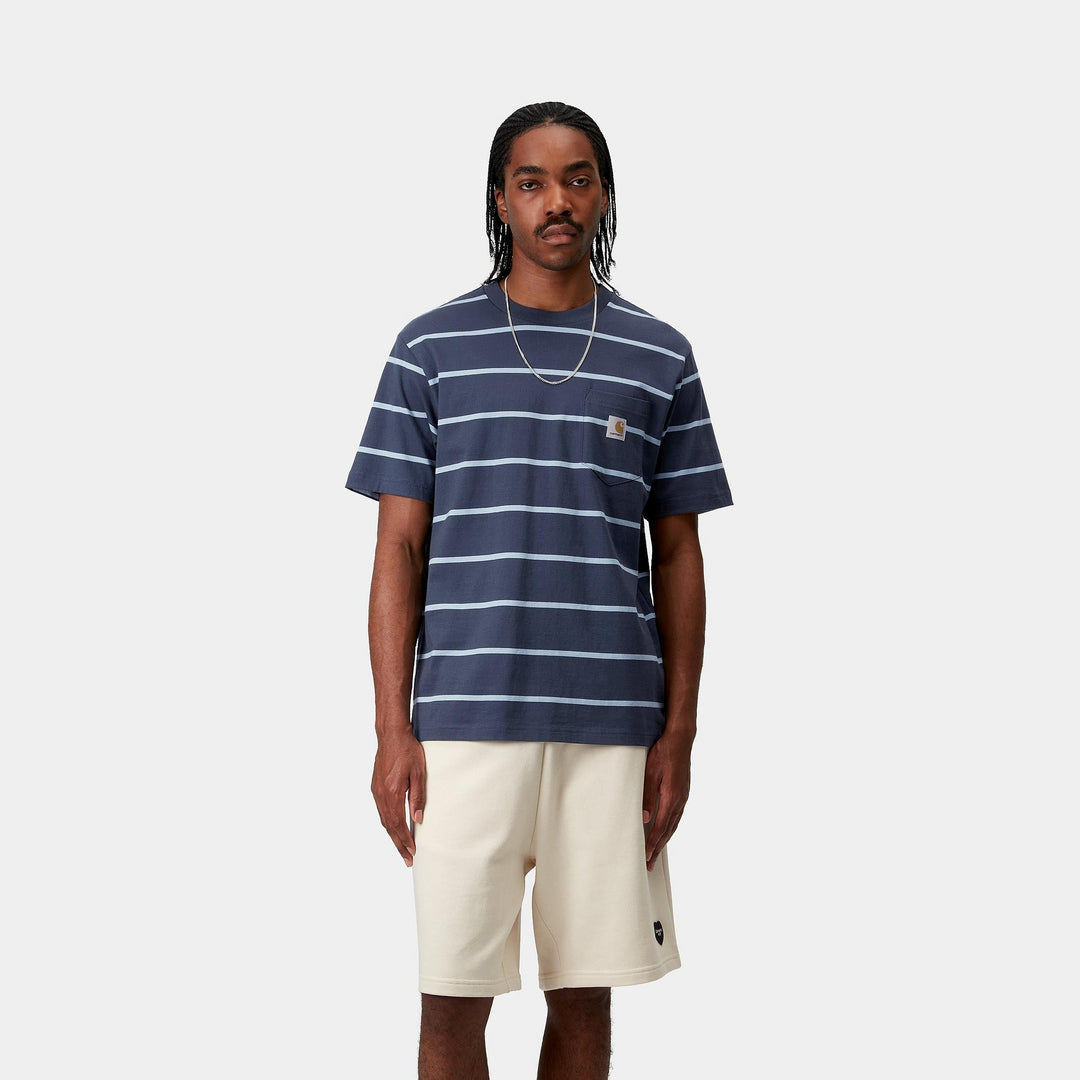 S/S Aiken Pocket T-shirt Aiken Stripe, Dusky Blue