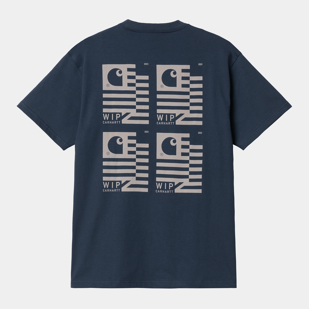 S/S Stamp State T-shirt Blue / Grey - The Road 1380