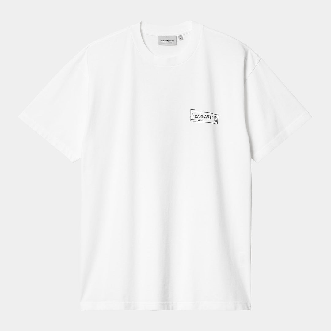 S/S Stamp T-shirt White / Black Stone Washed