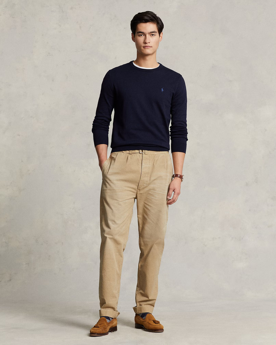 Slim Fit Cotton Sweater Hunter Navy - The Road 1380
