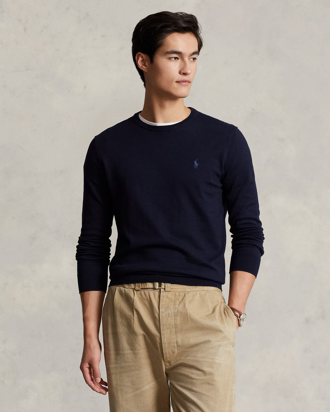 Slim Fit Cotton Sweater Hunter Navy - The Road 1380