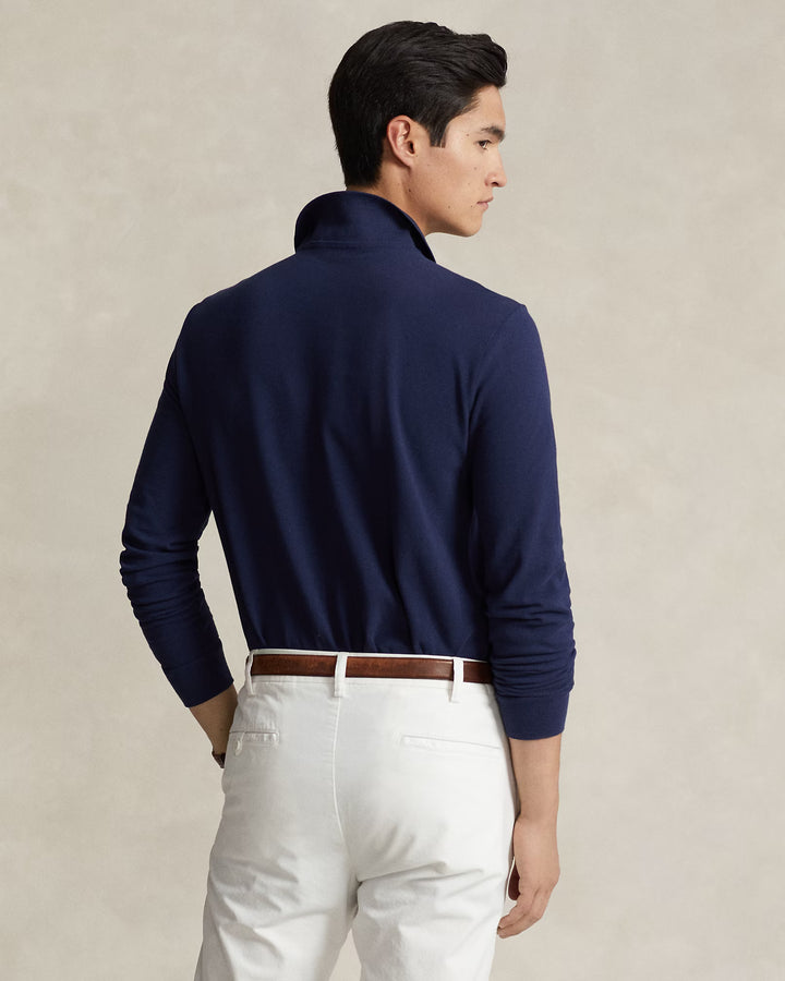 Custom Slim Fit Mesh Polo Shirt Long Sleeve Knit