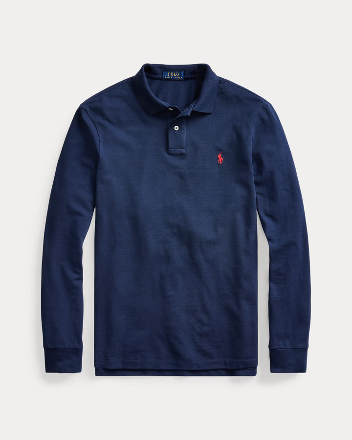 Custom Slim Fit Mesh Polo Shirt Long Sleeve Knit