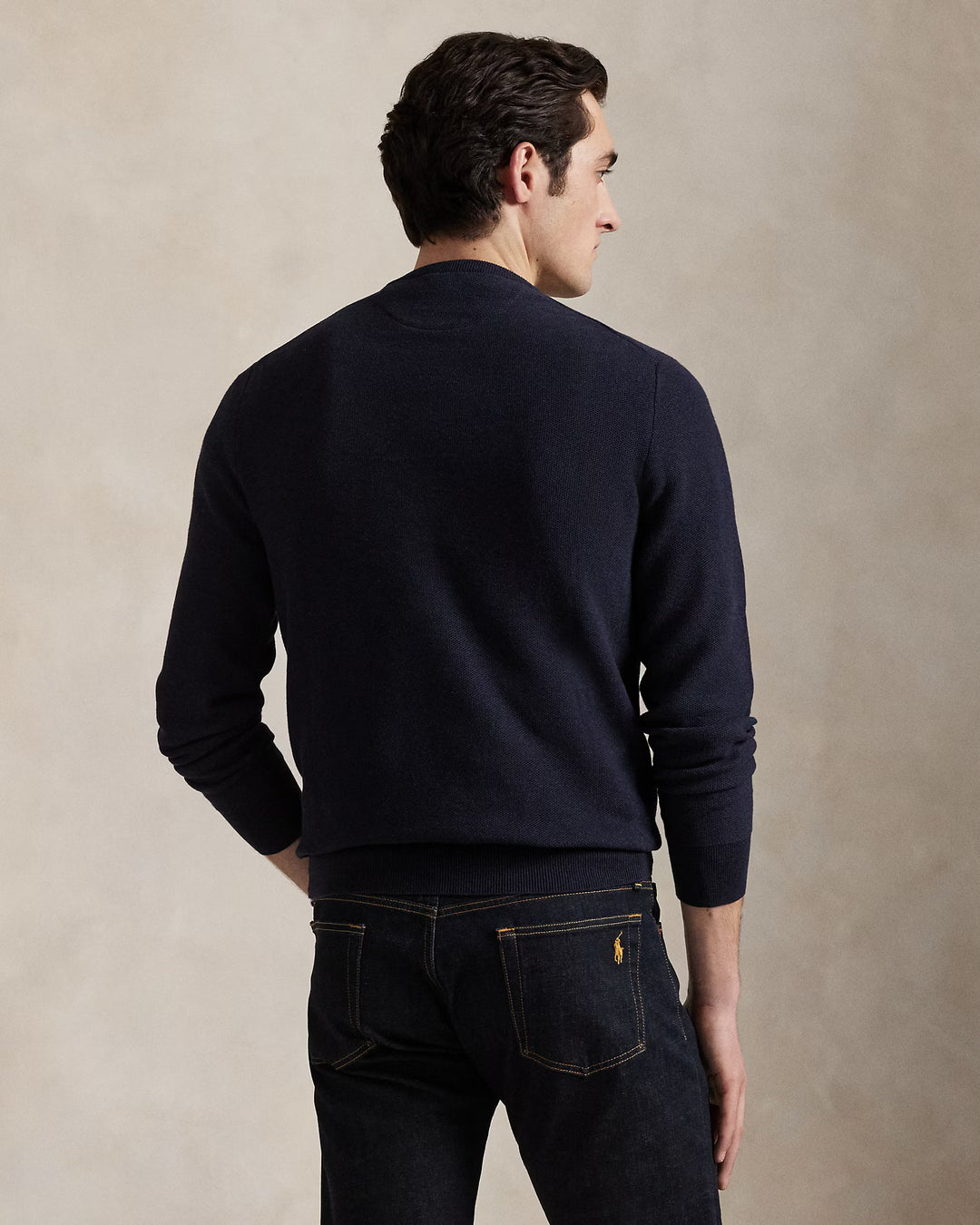 Mesh-knit Cotton Crewneck Sweate Navy Htr - The Road 1380