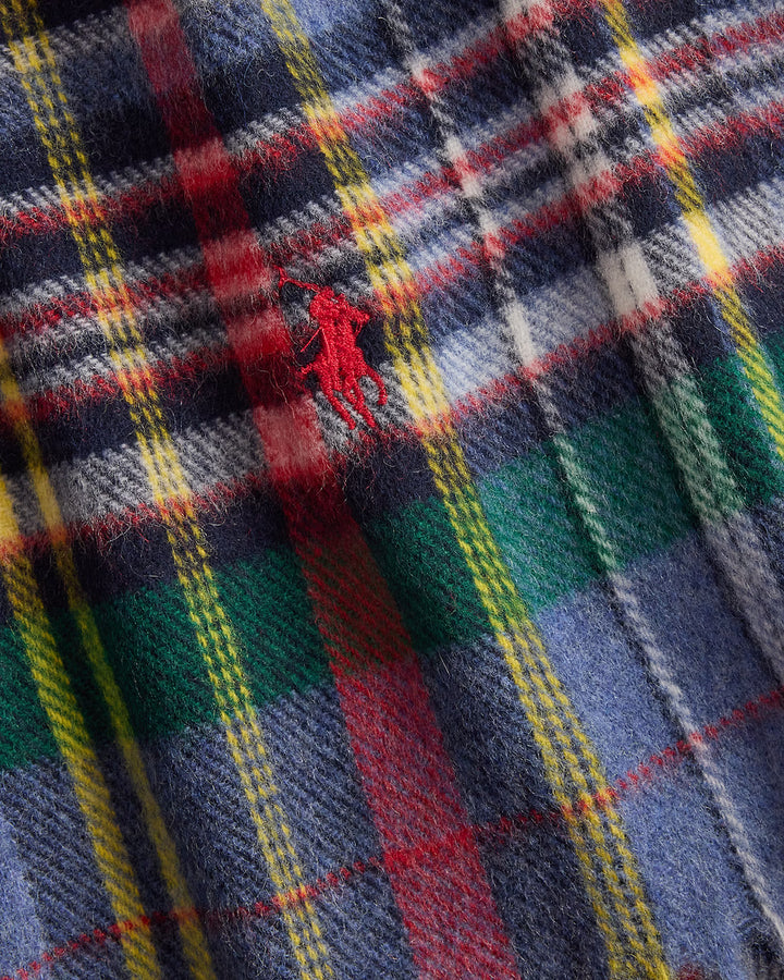 Plaid Fringe Wool Scarf Scarf Oblong