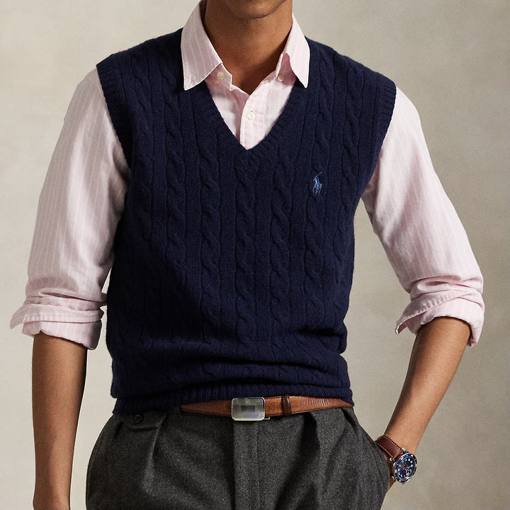 Cable-knit Wool-cashmere Swea Hunter Navy