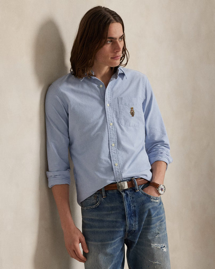 Custom Fit Polo Bear Oxford Shir Bsr Blue