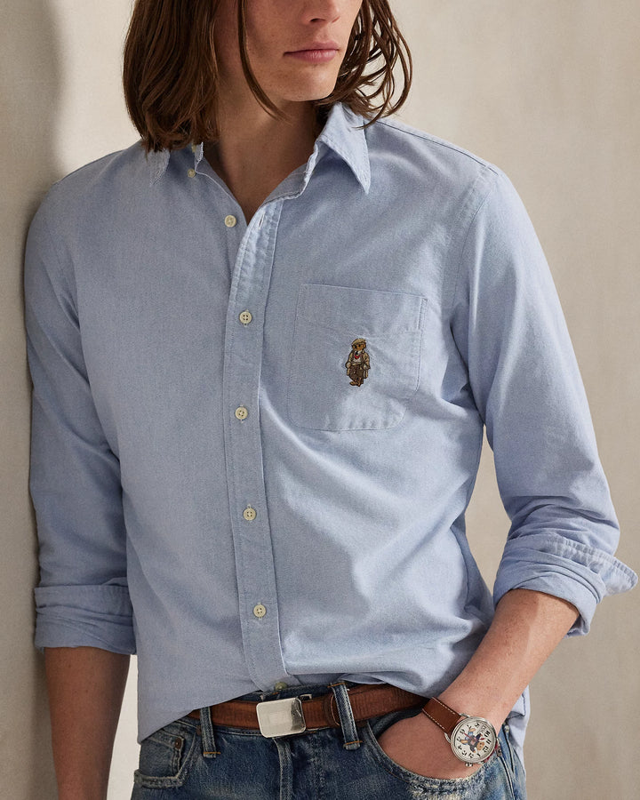 Custom Fit Polo Bear Oxford Shir Bsr Blue
