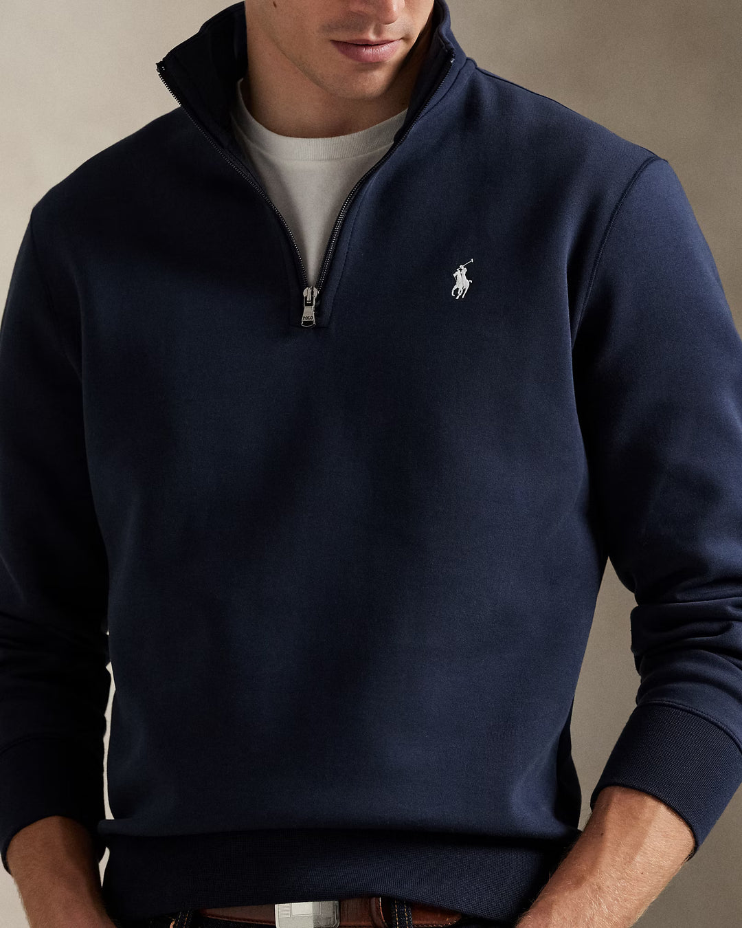 Double-knit Quarter-zip Pullover Long Sleeve Sweatshirt