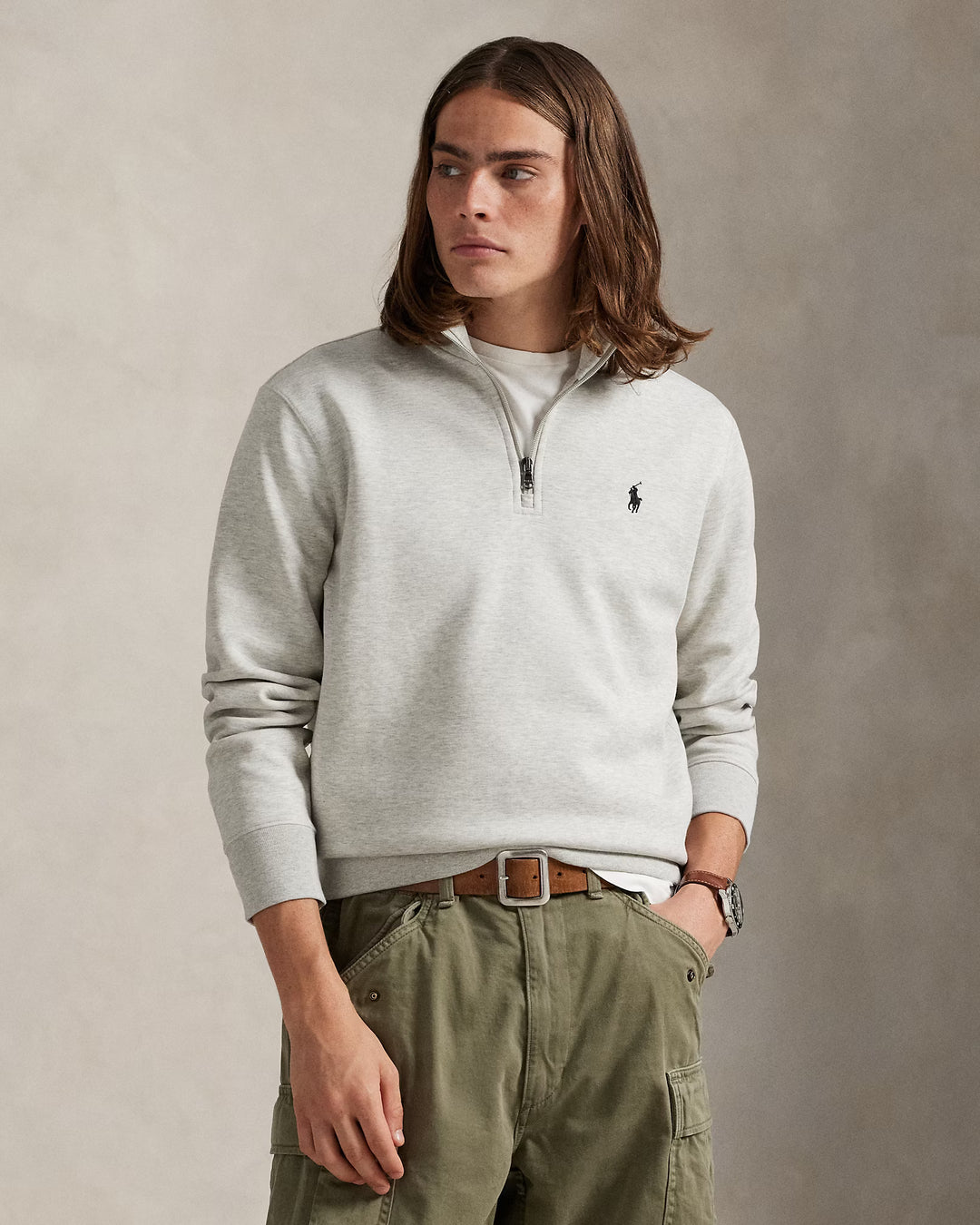 Double-knit Quarter-zip Pullover Long Sleeve Sweatshirt